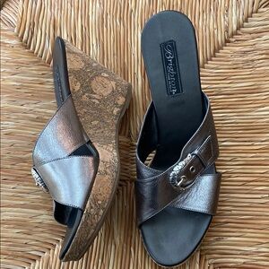 Brighton Metallic Wedge Sandals ‘Summer’ Pewter Sz 9
